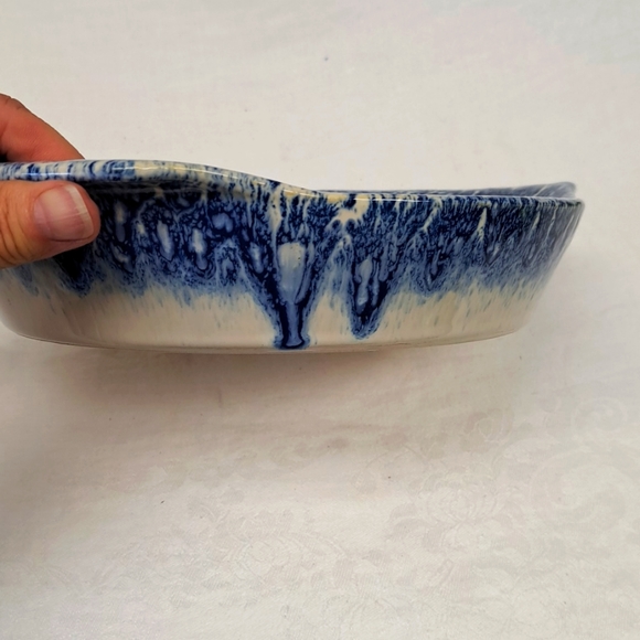 LIBBEY ceramic 9 x 13  blue drip  glaze  baking  dish - Picture 5 of 5